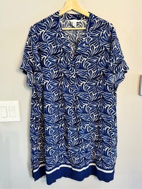 H&M Blue & White Swirl Print Tunic Dress XL